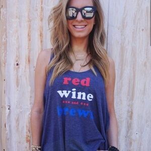 Wildfox Navy 'Red Wine and Brew' Tank Top